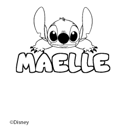 Coloriage pr&eacute;nom MAELLE - d&eacute;cor Stitch