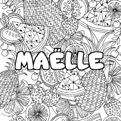 Coloriage prénom MAËLLE - décor Mandala fruits