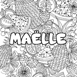 Coloriage pr&eacute;nom MA&Euml;LLE - d&eacute;cor Mandala fruits