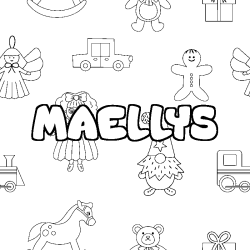 Coloriage prénom MAELLYS - décor Jouets
