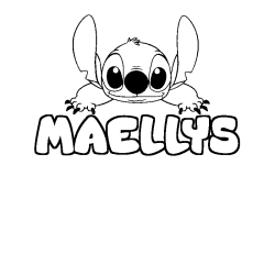 Coloriage prénom MAELLYS - décor Stitch