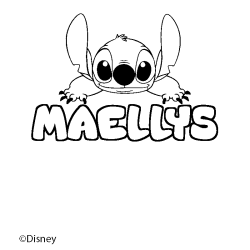 Coloriage pr&eacute;nom MAELLYS - d&eacute;cor Stitch