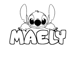 Coloriage prénom MAELY - décor Stitch