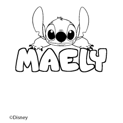 Coloriage pr&eacute;nom MAELY - d&eacute;cor Stitch