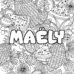 Coloriage pr&eacute;nom MA&Euml;LY - d&eacute;cor Mandala fruits