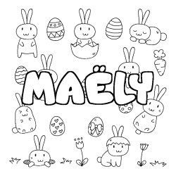 Coloriage pr&eacute;nom MA&Euml;LY - d&eacute;cor Paques