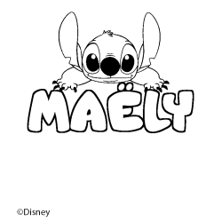 Coloriage pr&eacute;nom MA&Euml;LY - d&eacute;cor Stitch
