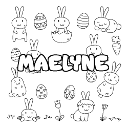 Coloriage pr&eacute;nom MAELYNE - d&eacute;cor Paques