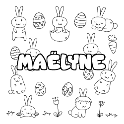 Coloriage pr&eacute;nom MA&Euml;LYNE - d&eacute;cor Paques