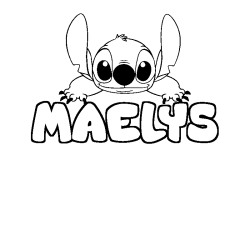 Coloriage prénom MAELYS - décor Stitch