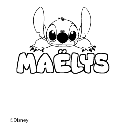 Coloriage pr&eacute;nom MA&Euml;LYS - d&eacute;cor Stitch