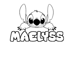Coloriage prénom MAELYSS - décor Stitch