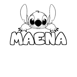 Coloriage prénom MAENA - décor Stitch