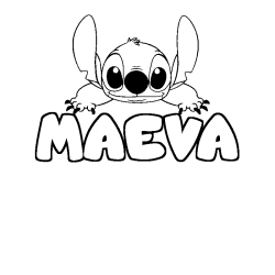 Coloriage prénom MAEVA - décor Stitch