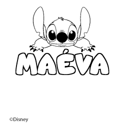 Coloriage pr&eacute;nom MA&Eacute;VA - d&eacute;cor Stitch