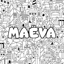 Coloriage MA&Euml;VA - d&eacute;cor Ville