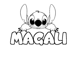 Coloriage prénom MAGALI - décor Stitch