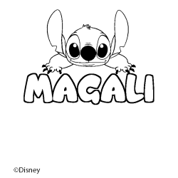 Coloriage pr&eacute;nom MAGALI - d&eacute;cor Stitch