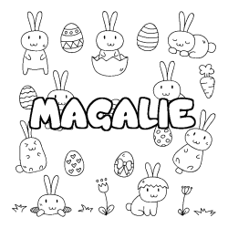 Coloriage pr&eacute;nom MAGALIE - d&eacute;cor Paques