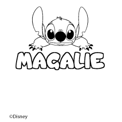 Coloriage pr&eacute;nom MAGALIE - d&eacute;cor Stitch