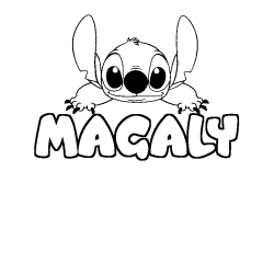 Coloriage prénom MAGALY - décor Stitch