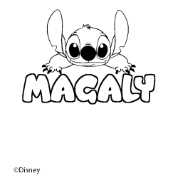 Coloriage pr&eacute;nom MAGALY - d&eacute;cor Stitch