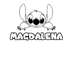 Coloriage prénom MAGDALENA - décor Stitch
