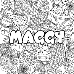 Coloriage prénom MAGGY - décor Mandala fruits