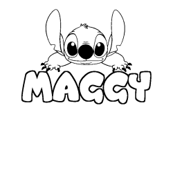 Coloriage prénom MAGGY - décor Stitch