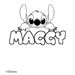 Coloriage pr&eacute;nom MAGGY - d&eacute;cor Stitch