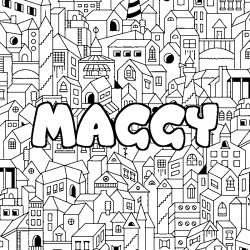 Coloriage pr&eacute;nom MAGGY - d&eacute;cor Ville