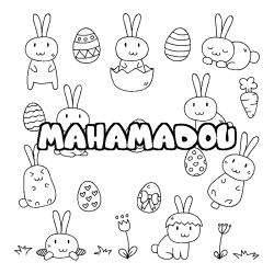 Coloriage pr&eacute;nom MAHAMADOU - d&eacute;cor Paques