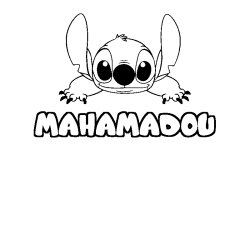 Coloriage prénom MAHAMADOU - décor Stitch
