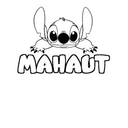 Coloriage prénom MAHAUT - décor Stitch