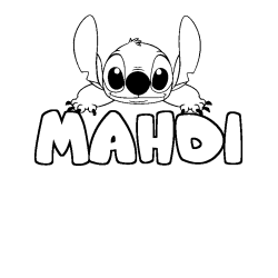 Coloriage prénom MAHDI - décor Stitch