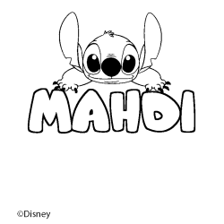 Coloriage pr&eacute;nom MAHDI - d&eacute;cor Stitch