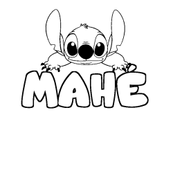 Coloriage prénom MAHÉ - décor Stitch