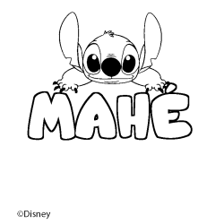 Coloriage pr&eacute;nom MAH&Eacute; - d&eacute;cor Stitch