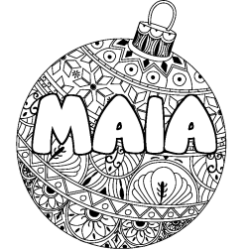 Coloriage prénom MAIA - décor Boule de Noël