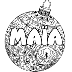 Coloriage pr&eacute;nom MA&Iuml;A - d&eacute;cor Boule de No&euml;l