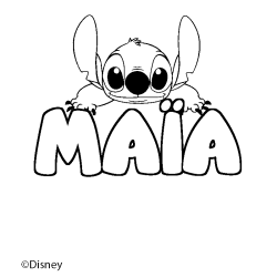 Coloriage pr&eacute;nom MA&Iuml;A - d&eacute;cor Stitch