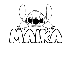 Coloriage prénom MAIKA - décor Stitch