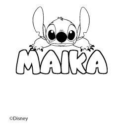 Coloriage pr&eacute;nom MAIKA - d&eacute;cor Stitch