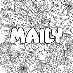 Coloriage prénom MAILY - décor Mandala fruits