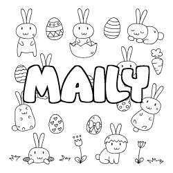 Coloriage pr&eacute;nom MAILY - d&eacute;cor Paques