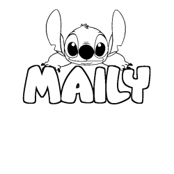 Coloriage prénom MAILY - décor Stitch