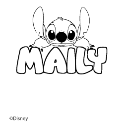 Coloriage pr&eacute;nom MAILY - d&eacute;cor Stitch