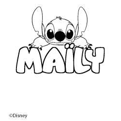 Coloriage pr&eacute;nom MA&Iuml;LY - d&eacute;cor Stitch