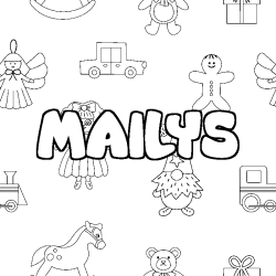 Coloriage pr&eacute;nom MAILYS - d&eacute;cor Jouets