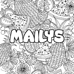 Coloriage pr&eacute;nom MAILYS - d&eacute;cor Mandala fruits